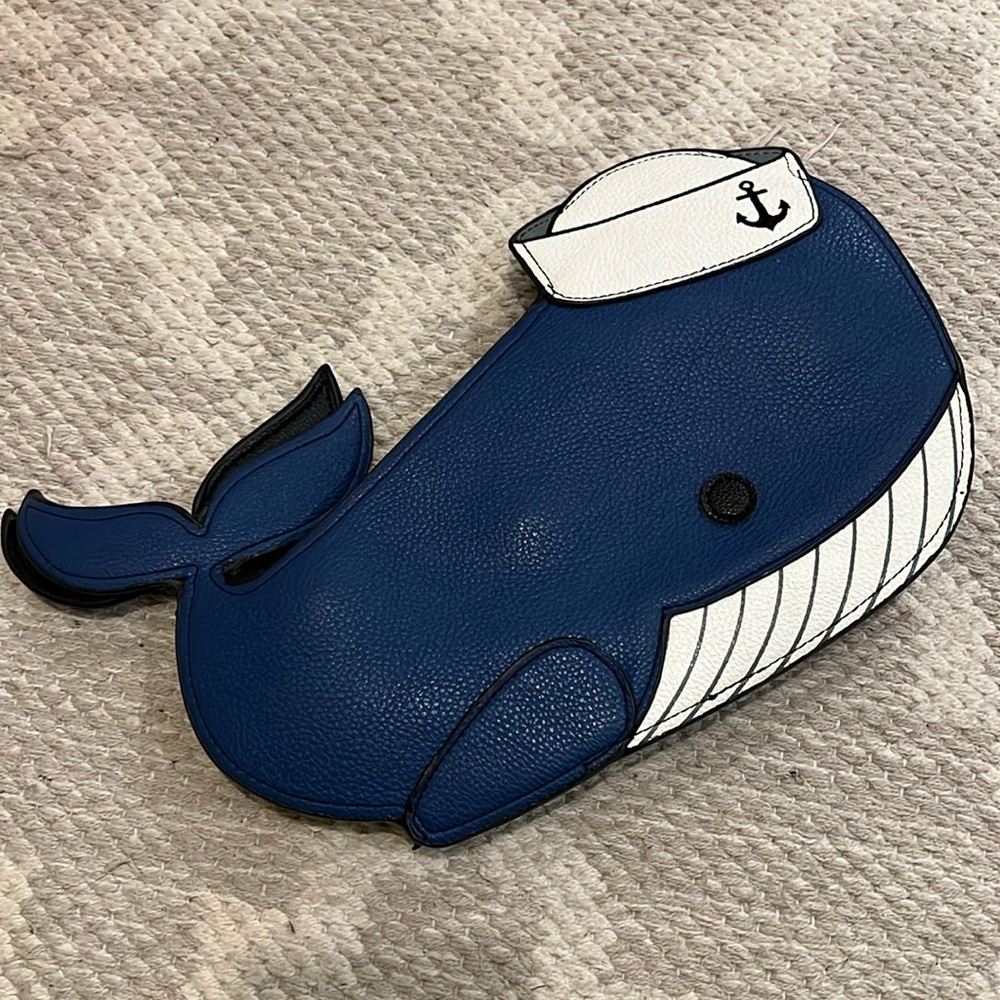 Nautical Novelty Whale Clutch Purse - Blue & White